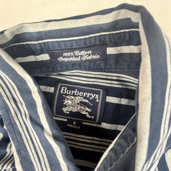 Burberrys of London Men’s Small Blue Long Sleeve Striped Dress Shirt Button Down - Picture 2 of 9